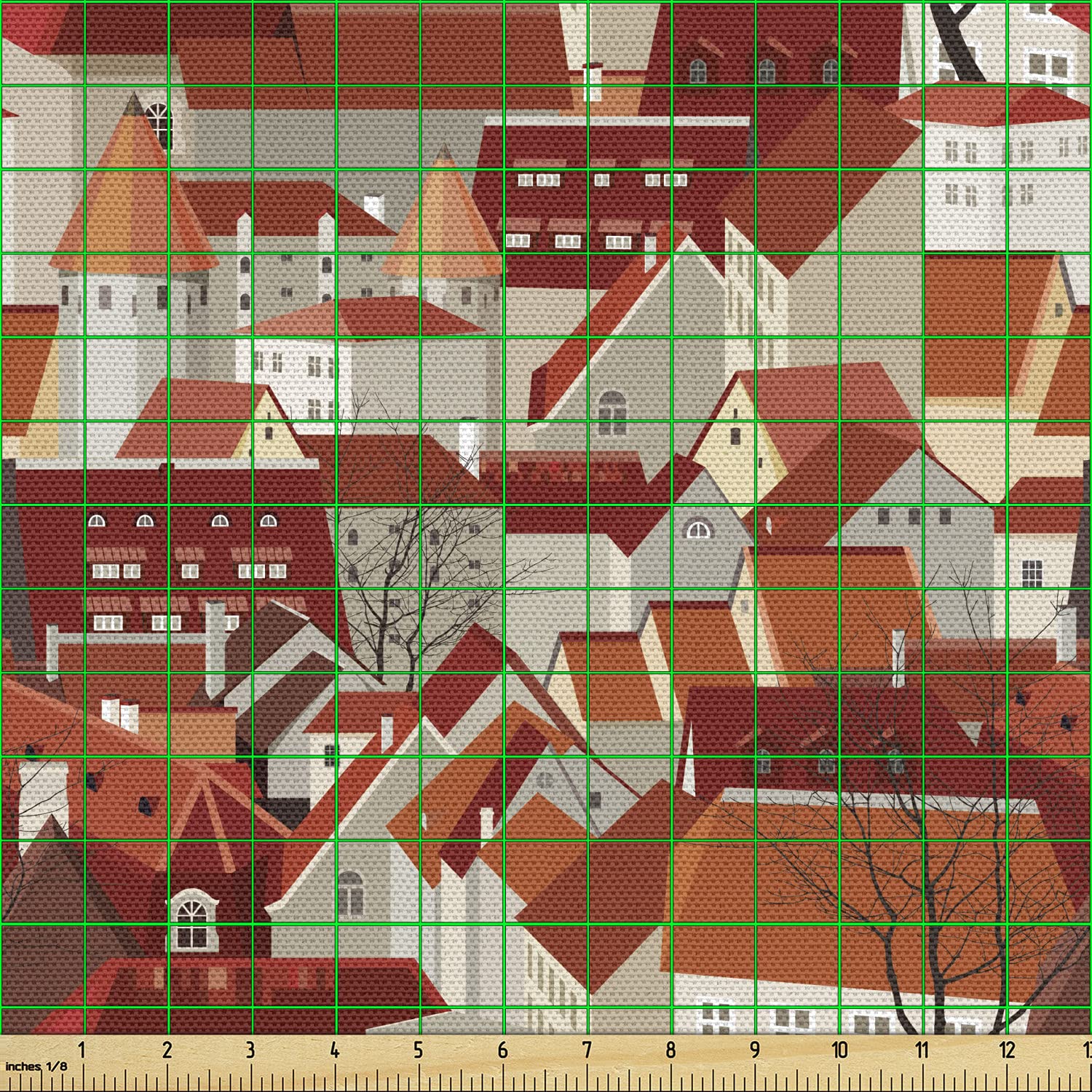 Amazon.com: Ambesonne City Fabric by The Yard, Landscape